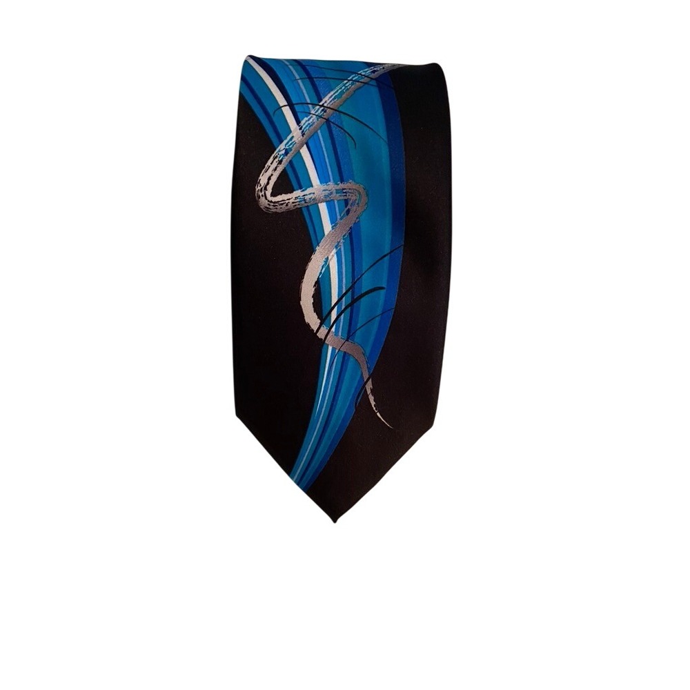 Jerry Garcia Last Chance Collection 61 Abstract Blue Silver Black Silk Style Tie